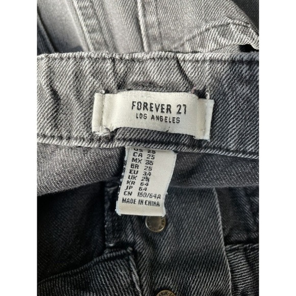 Forever 21 Faded Black Button Fly Jeans 25 High Rise Tapered E1 - Picture 3 of 6